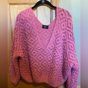 Vici Pink Long Sleeves Chunky V-Neck Sweater